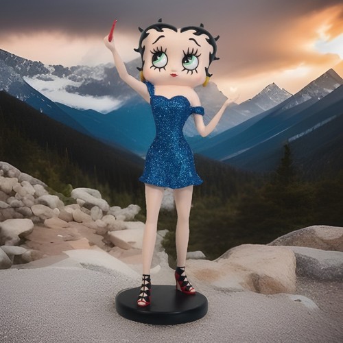 Betty boop selfie blue - blue, glitter