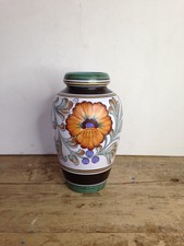 Vintage Flora Gouda Holland Bright Colourful Tall Chunky Urn Vase. Vivid Bright