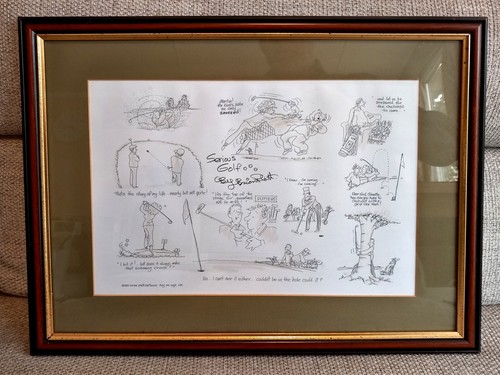 Serious golf framed - framed, cartoon