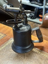 Antique Otto Bernz Co Rochester N.Y Cast Iron&wooden Handle Blow Torch 29x19cm