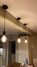 X3 Industrial Small Pendant Lights Black with spiral filament warm Bulb E27