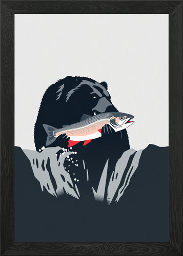 Grizzly bear catching salmon - grizzly,