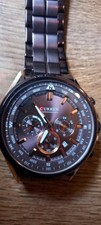 Curren Watch Mens Coffee Brown Metallic large 48mm