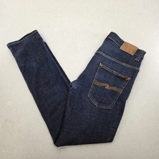 Nudie Thin Finn Jeans Mens W34 L34 Blue Denim Skinny Stretch Denim