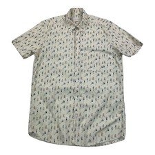 Afield Shirt Men's Small Beige Pin Up Print Short Sleeve Button Down AOP