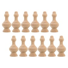 12 Pcs Carved Wooden Finials Unfinished Post Caps for Home Stair and Bed