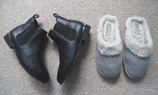 LADIES BOOTS & SLIPPERS , SIZE 7UK. "PRIMARK-WIDE FIT" BOOTS. + GREY SLIPPERS.