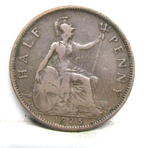 1925 half penny coin george - 1925,