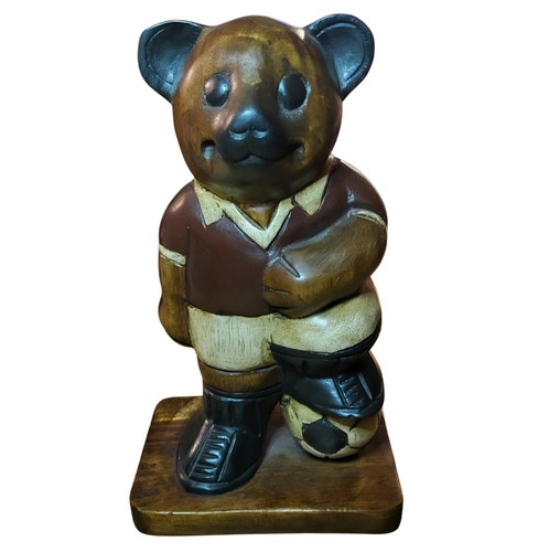 Vintage wooden bear soccer - vintage,