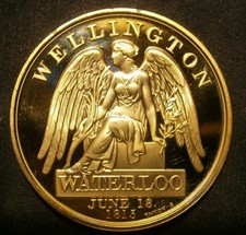 2015 Battle of Waterloo 200th Bronze Campaign Medal Layered in Gold with COA