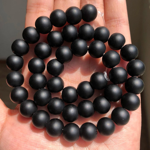 Natural black lava stone beads - black,