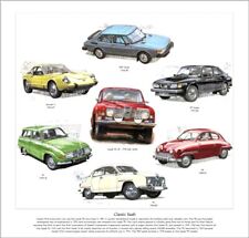 CLASSIC SAAB - FINE ART PRINT - 900 Turbo 92 95 96 V4 99 & Sonnet II illustrated
