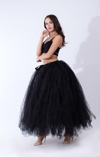 Women Ladies Multilayers Long Tulle Tutu Skirt Wedding-Prom Ball Gowns Petticoat