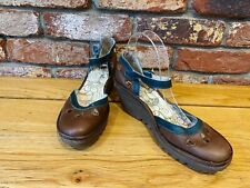 Fly London Womens Shoes Size 7 wedge heel sandals YUNA Marry Jane ankle strap