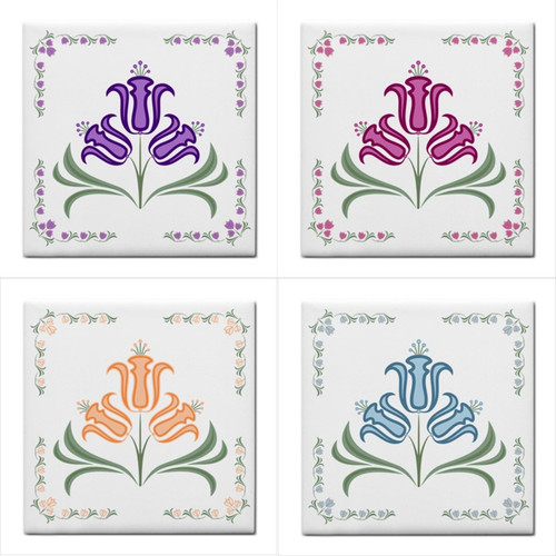 Art deco flowers - deco, tile