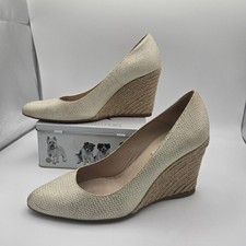 LK Bennett Cream/Gold Glitter Wedge Heels Size 5 Womens Ladies Shoes Pretty