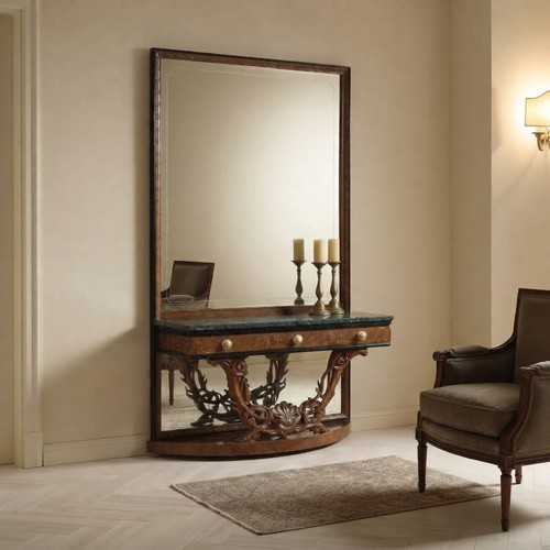 Antique console with mirror - console,