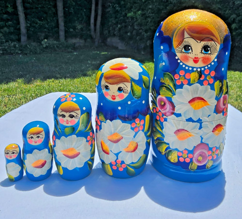 Russian wooden blue white - wooden, &