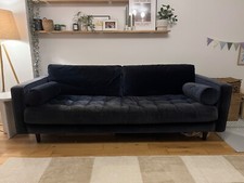 MADE.com SCOTT SOFAS - 3 Seater - Navy Blue - Matt Velvet - Used