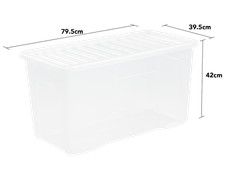 110L Storage Box With Lid Extra Large Clear Plastic Home Office - UK Made