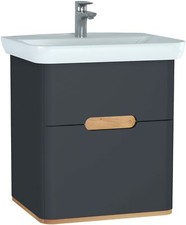VitrA Sento Matt Anthracite 650mm Double Drawer Vanity Unit 60834