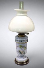 Antique Oil Lamp Hinks Burner Enamelled Glass Font