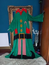 HUGE Christmas Elf Cosy Warm Fleece Throw Blanket With Sleeves & Pockets Adults