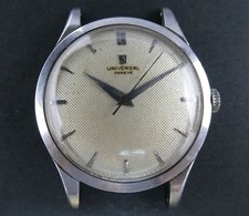 Vintage Universal Geneve Steel 35mm manual Swiss watch 206514 Spares/Repairs