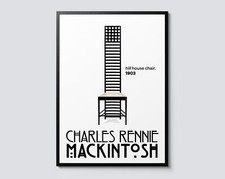 Hill House Chair by Charles Rennie Mackintosh, Minimalist Vintage Design,