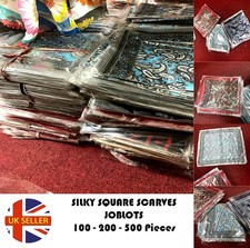 Joblot 100 Mixed colour New Silk Scarf Square NEW wholesale Clearance Scarves