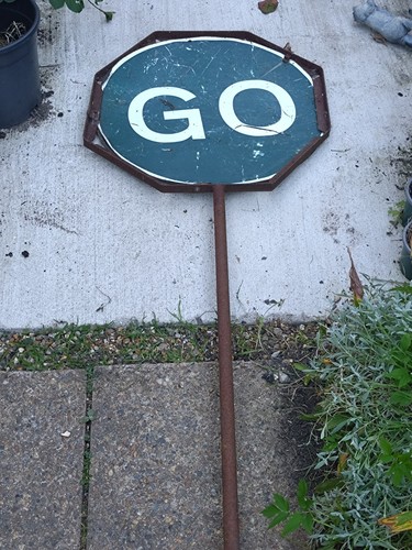 Old roadworks stop and - uk,