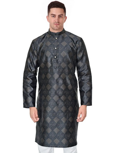 Mens black indian kurta - black, pajama