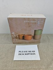 KitchenCraft Idilica Stacking Stoneware Mugs, Set of 3, 400ml, Cream