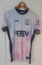 TORQUAY UNITED VX3 2024/25 REV PALE PINK/BLACK PALM TREES 125yr AWAY SHIRT S 39'