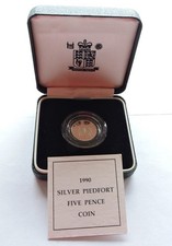 1990 Royal Mint Silver Proof Piedfort 5p Cased With COA