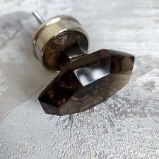 LIGHTLY USED LAURA ASHLEY FACETED SMOKED  GLASS CHROME DRAWER WARDROBE KNOB FAB