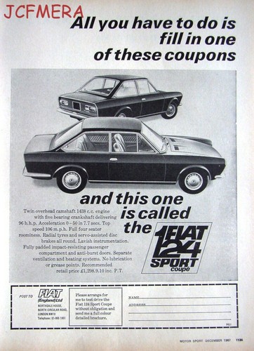 1967 fiat 124 sport - 1967, coupe'