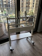 TV Stand on Wheels with Cabinet for 40-85 inch TV Height Adjustment Holds 60KG