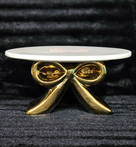 Gold bow cake stand - bow, plate