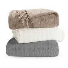 100% Cotton Throws For Sofas Beds Settees Couch Blanket, 225 x 250cm King size