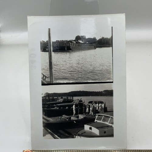 Vintage photo river barge - vintage, of