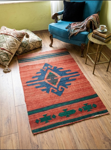 Antique american rug blue - antique,