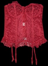 Red lace corset or bustier with garter straps/ basque Size 38B/85B