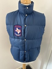 70s The North Face Brown Label Down Gilet Blue M Puffer Vest Texas Dep of Health