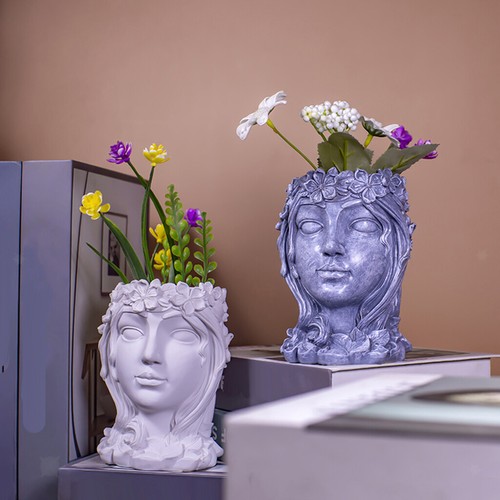 Goddess head statue - statue, planter