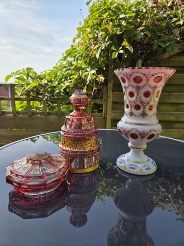 Antique glass moser - glass, cranberry