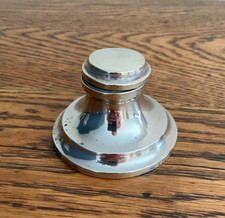 ANTIQUE SILVER PLATED CAPSTAN SHIPS BOAT INKWELL INK WELL