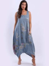 Sleeveless Floral Linen Maxi