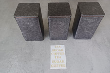 Set of 3 Metal Tea Coffee and Sugar Canisters Set - Grey 15cmx8.5cm