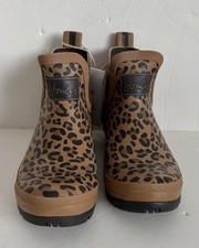 Joules Women's Rain Boots Wellibob Tanleopard Size 7 Leopard Print Ankle Water